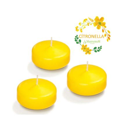12 Li  Citronella Sarı Suda Yüzen Mum