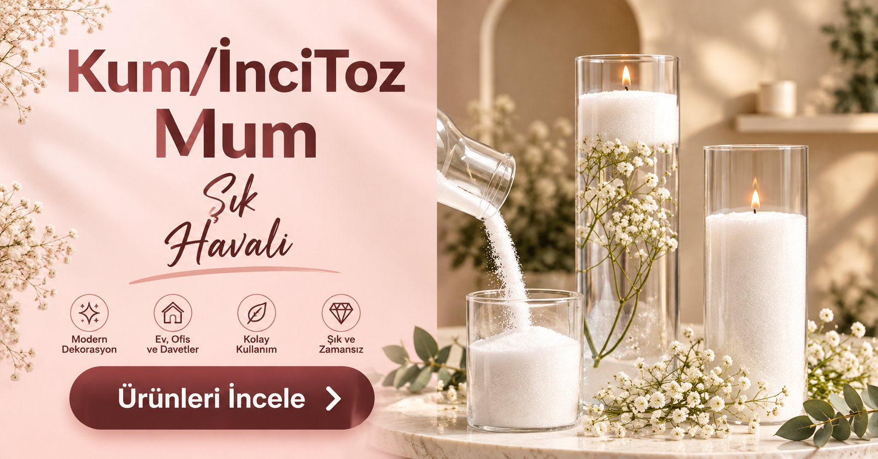 Kum inci tozu mum