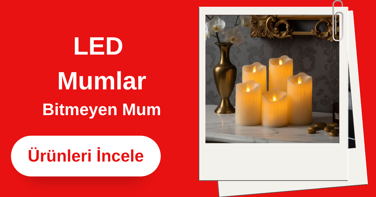 LED Mum Bitmeyen Mum pilli mum