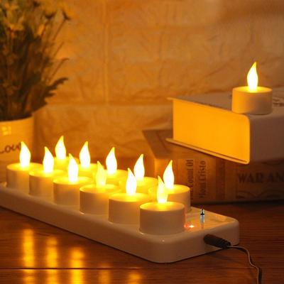 1 Koli ( 6 Set ) 12 Li Şarjlı Led Tea Light Mum 