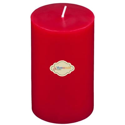 1 Koli (24 Adet) 7x15 cm Silindir Mum Kırmızı