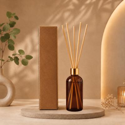1 Koli (20 Paket) Toptan Bambu Çubuklu Oda Kokusu – 100 ml (Altın / Gold Kapak)