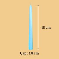 1 Koli 72 Adet 6 Lı Açık Mavi Konik Şamdan Mum Yükseklik 18 cm 