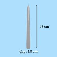 1 Koli 72 Adet 6 Lı Gri Konik Şamdan Mum Yükseklik 18 cm 