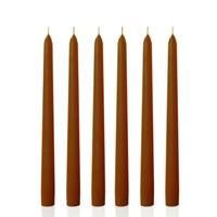 1 Koli 72 Adet 6 Lı Kahverengi Konik Şamdan Mum Yükseklik 18 cm 