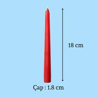 1 Koli 72 Adet 6 Lı Kısa Kırmızı Konik Şamdan Mum Yükseklik 18 cm 