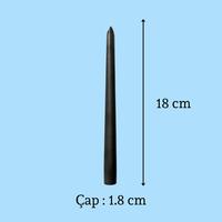 1 Koli 72 Adet 6 Lı Kısa Siyah Konik Şamdan Mum Yükseklik 18 cm 