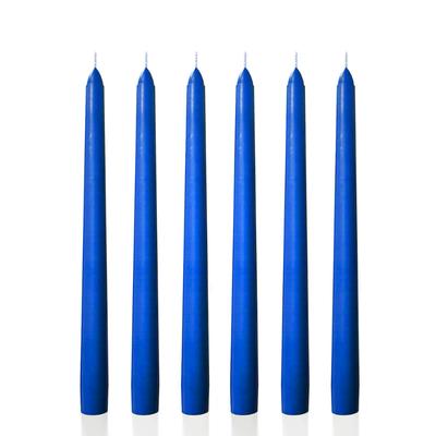 1 Koli 72 Adet 6 Lı Mavi Konik Şamdan Mum Yükseklik 18 cm 