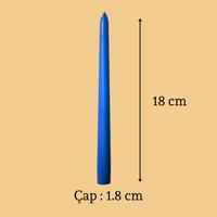 1 Koli 72 Adet 6 Lı Mavi Konik Şamdan Mum Yükseklik 18 cm 
