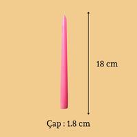 1 Koli 72 Adet 6 Lı Pembe Konik Şamdan Mum Yükseklik 18 cm 