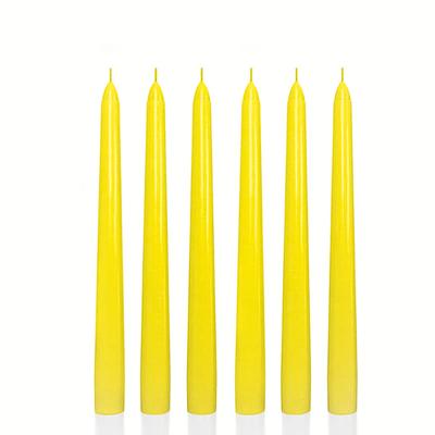 1 Koli 72 Adet 6 Lı Sarı Konik Şamdan Mum Yükseklik 18 cm 