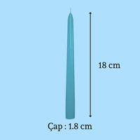 1 Koli 72 Adet 6 Lı Turkuaz Konik Şamdan Mum Yükseklik 18 cm 