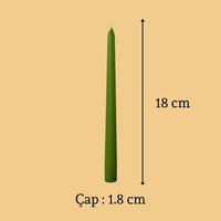 1 Koli 72 Adet 6 Lı Yeşil Konik Şamdan Mum Yükseklik 18 cm 