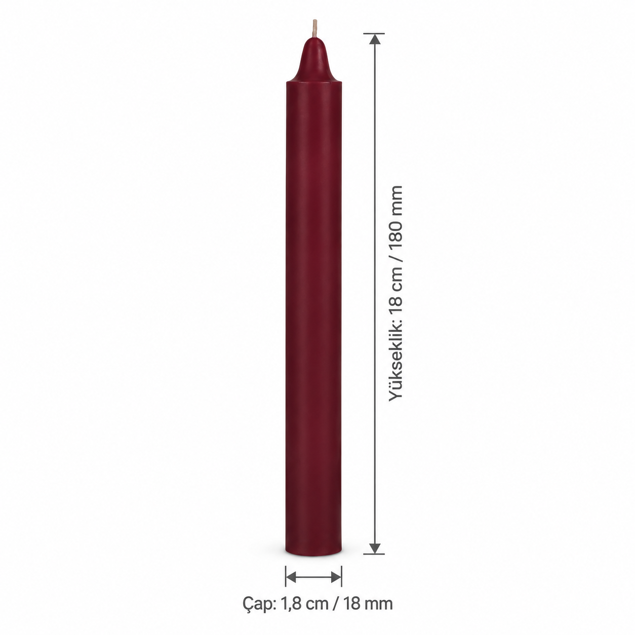 Toptan 72 Adet Bordo Şamdan Mum 6'lı Paket – Çap 1,8 cm