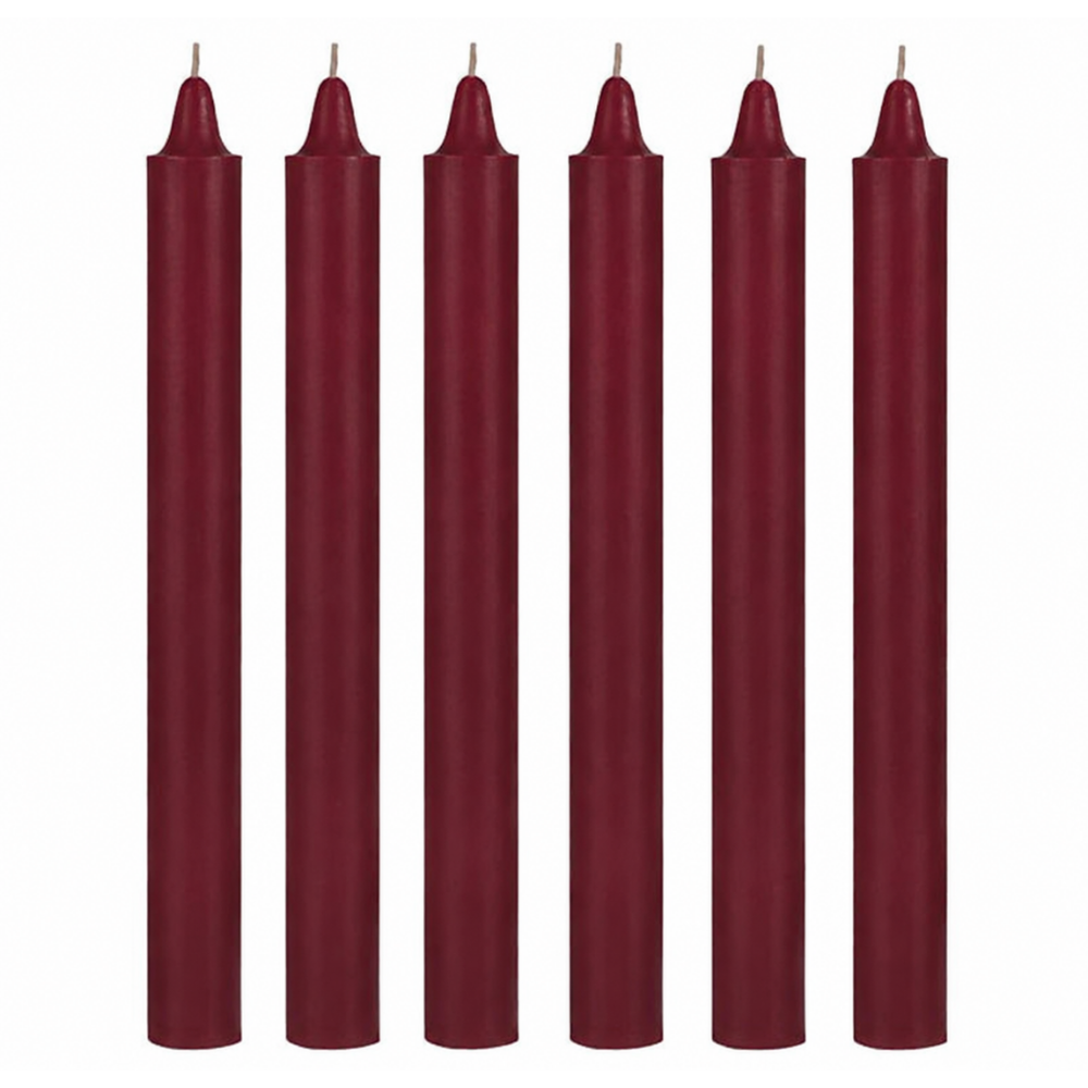 Toptan 72 Adet Bordo Şamdan Mum 6'lı Paket – Çap 1,8 cm