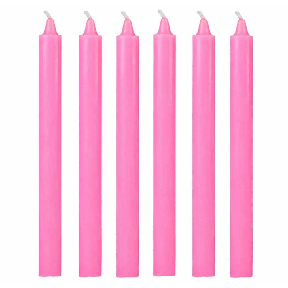 Toptan 72 Adet Şeker Pembe Şamdan Mum 6'lı Paket – Çap 1,8 cm