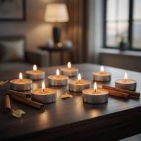 10 Lu Tarçın Kokulu Kahve Rengi Tealight Mum