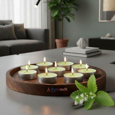 100 Lu Melisa Kokulu Yeşil Tealight Mum