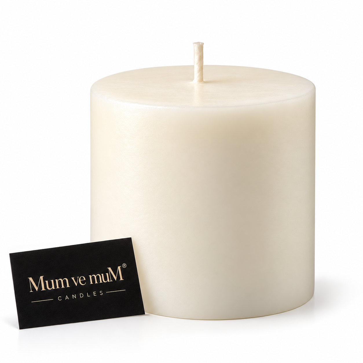 10x10 cm Krem Silindir Mum