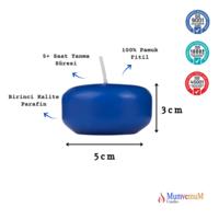 Mavi Suda Yüzen Mumlar 12'li Paket – 5 cm Çap