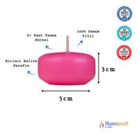 12 Li Çap : 5 cm Pembe Yüzen Mum 