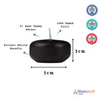 Siyah Suda Yüzen Mumlar 12'li Paket – 5 cm Çap
