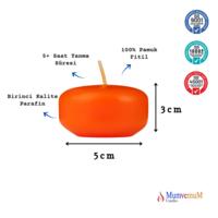 Turuncu Suda Yüzen Mumlar 12'li Paket – 5 cm Çap