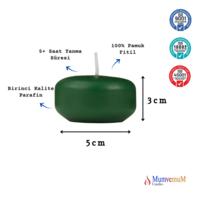 Yeşil Suda Yüzen Mumlar 12'li Paket – 5 cm Çap