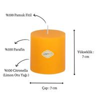 1 Koli Toptan 12 Adet Citronella Sinek Kovan 7X7 Sarı Silindir Mum