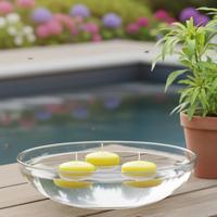 12 Li  Citronella Sarı Suda Yüzen Mum
