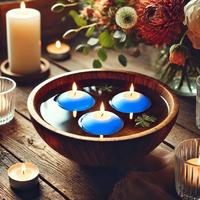 12 Li Çap : 5 cm Açık Mavi Suda Yüzen Mum