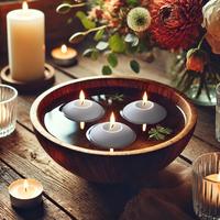 12 Li Çap : 5 cm Gri Suda Yüzen Mum