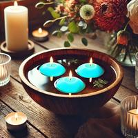 12 Li Çap : 5 cm Turkuaz Suda Yüzen Mum