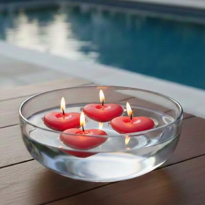 12 Li Kırmızı  Suda Yüzen Kalp Mum 