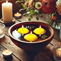 12 Li Sarı Suda Yüzen Mum