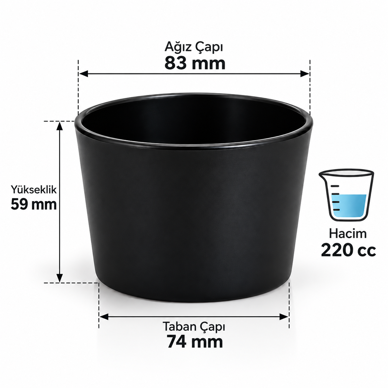 12’li Siyah Oval Cam Mumluk (Dış Boyalı) – Mum Yapımına Uygun