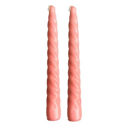 2 Li Burgulu Şamdan Mum Şeker Pembe