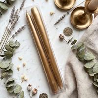 2 Adet Şamdan Mum Altın Rengi