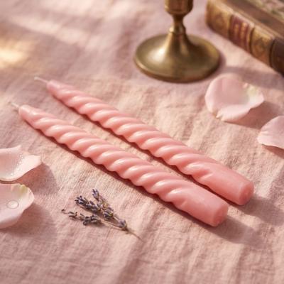 Outlet 2 Li Burgulu Şamdan Mum Pembe