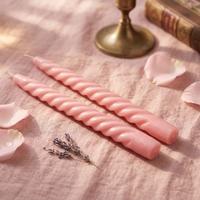 Outlet 2 Li Burgulu Şamdan Mum Pembe