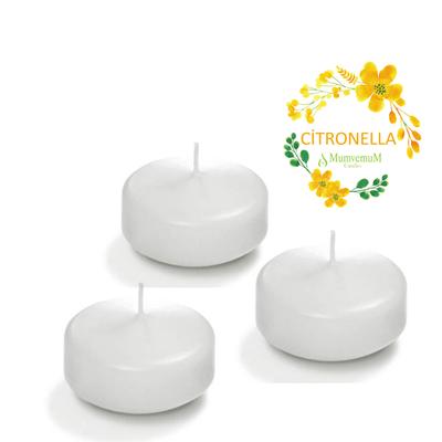 12 Li  Citronella Beyaz Suda Yüzen Mum