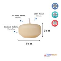 24 Lü Çap 5 cm Krem Yüzen Mum 