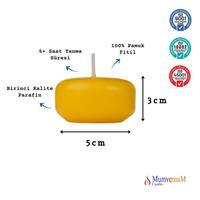 24 Lü  Çap : 5 cm Sarı Suda Yüzen Mum