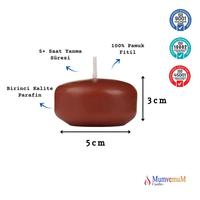 24 Lü Çap : 5 cm Kahverengi Suda Yüzen Mum