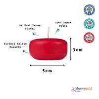 24 Lü Çap : 5 cm Kırmızı Yüzen Mum 