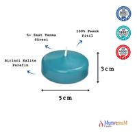24 Lü Çap : 5 cm Turkuaz Suda Yüzen Mum