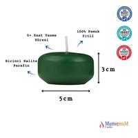 24 Lü Çap : 5 cm Yeşil Suda Yüzen Mum