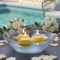 24 Lü  Çap : 5 cm Sarı Suda Yüzen Mum