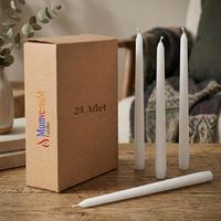 24 Lü Beyaz  Konik Şamdan Mum 