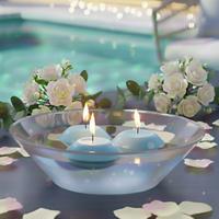 24 Lü Çap : 5 cm Açık Mavi Suda Yüzen Mum